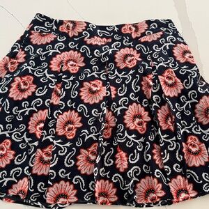 Talbots Navy and Red Floral A-Line Skirt
